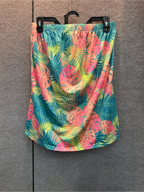 Temu Tops - Tropical Leaf Tank Top - Multicolor Pink & Teal